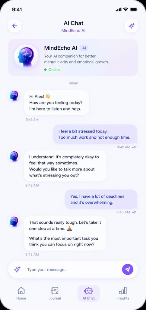MindEcho AI chat overlay preview